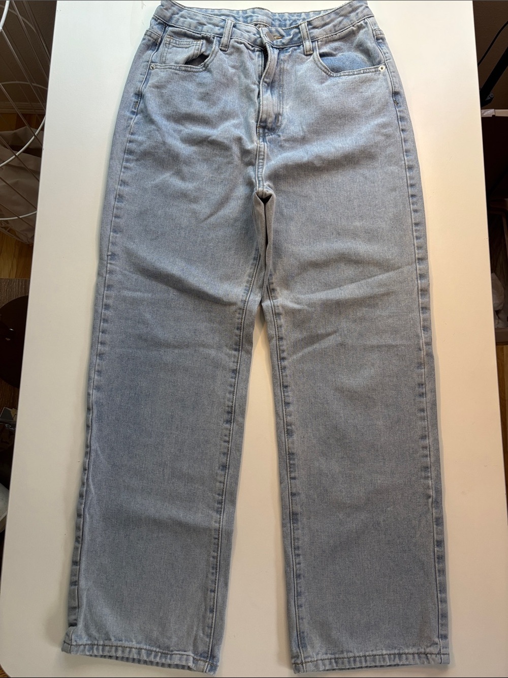 ROMWE Light Blue Straight Leg Jeans -532sku